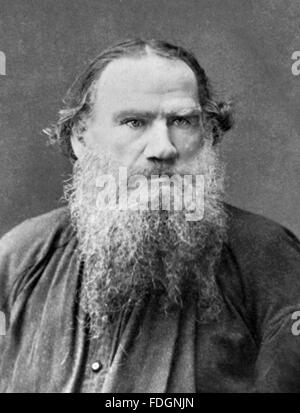 Leo Tolstoi. Porträt des russischen Schriftstellers Graf Lev Nikolayevich Tolstoi, c.1880-1886 Stockfoto