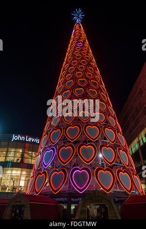 Riesige LED-Leuchten eine Weihnachtsbeleuchtung Weihnachtsbaum Liverpool Stockfoto