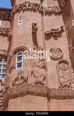 Reliefs in Akhtamar Kloster in der Van-See, Türkei. Stockfoto