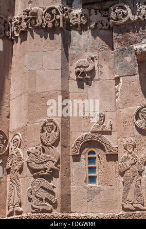 Reliefs in Akhtamar Kloster in der Van-See, Türkei. Stockfoto