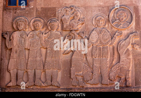 Basrelief in Akhtamar Kloster in der Van-See, Türkei. Stockfoto