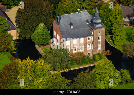Antenne, Wohnung ist ein Wasserschloss in Voerde, Dinslaken, Ruhr Gebiet, Niederrhein, Nord Rhein Westfalen, Deutschland, Europa, Antenne Stockfoto
