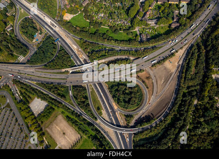 Luftbild, Autobahnanschluss A59 und A42, Ausbau A59 und Ausbau A59, Spaghetti-Knoten Kaiserberg, Sperrung, Duisburg, Stockfoto