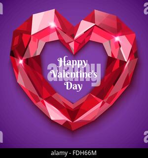 Ruby in Herzform mit Text vektor-illustration Stock Vektor