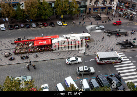 Prag Street Cafe Tramvaj, Wenzelsplatz Prag Tourismus Tschechische Republik Stockfoto