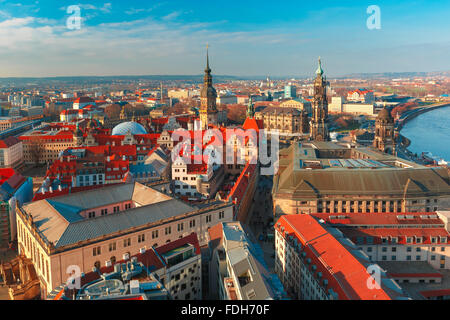 Luftaufnahme von Dächern Dresden, Deutschland Stockfoto