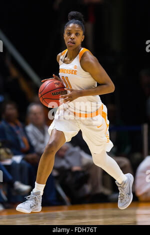 31. Januar 2016: Diamond DeShields #11 der Tennessee Lady Freiwilligen bringt den Ball Hof bei den NCAA-Basketball-Spiel zwischen der University of Tennessee Lady Freiwilligen und der University of Alabama Crimson Tide in der Thompson-Boling-Arena in Knoxville TN Tim Gangloff/CSM Stockfoto