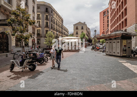 Plaza De La Plateria de Martinez, Huertas Strasse, Madrid, Spanien, Europa Stockfoto