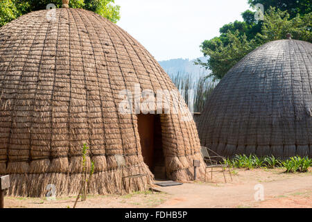 Bienenstock Hütten im Mlilwane Wildlife Sanctuary in Swasiland, Afrika. Stockfoto