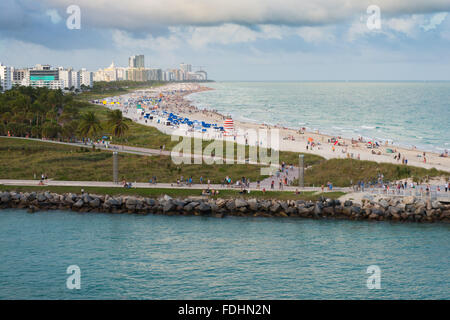 South Beach Miami aus dem Main-Kanal, Miami, Florida Stockfoto