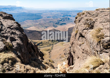 Landschaft der Berge in Lesotho, Afrika Stockfoto