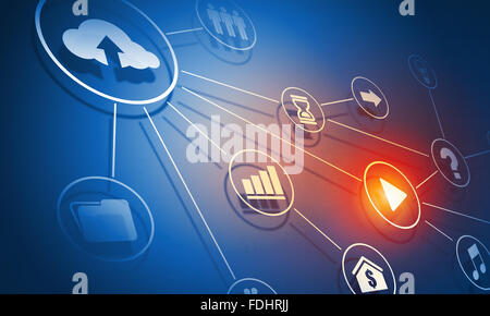 Digitalen Hintergrund Bild mit einem Netzwerk Verbindung und cloud-computing-Konzept Stockfoto