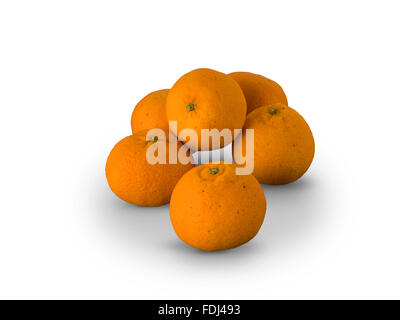 Bio Clementinen Nules Orangen auf weißem Hintergrund Stockfoto