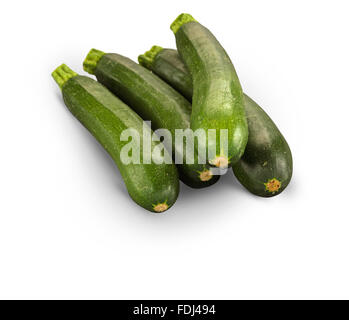 Organische Zucchini auf weißem Hintergrund Stockfoto