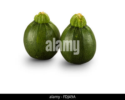 Organische Zucchini auf weißem Hintergrund Stockfoto