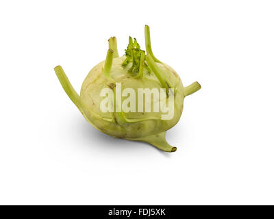 Organische weiße Kohlrabi isoliert auf weißem Hintergrund Stockfoto