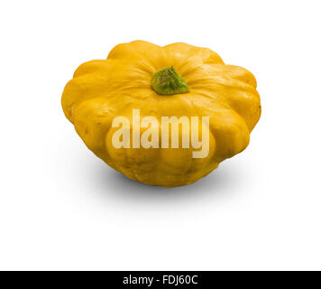 Organische patty pan Squash isoliert auf weißem Stockfoto