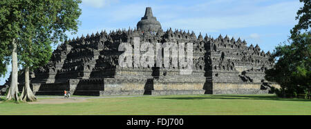 Buddhistische Tempel von Borobudur auf Java UNESCO-Welterbe Stockfoto