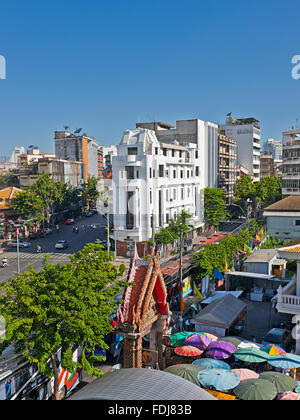 Erhöhten Blick auf Chinatown-Viertel. Bangkok, Thailand. Stockfoto