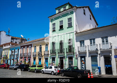 Portugiesische Kolonialarchitektur, Praca de Se, Salvador, Bahia, Brasilien Stockfoto