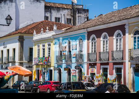 Portugiesische Kolonialarchitektur, Praca de Se, Salvador, Bahia, Brasilien Stockfoto