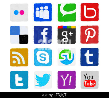 Handgezeichnete Social Media Icons Stockfoto