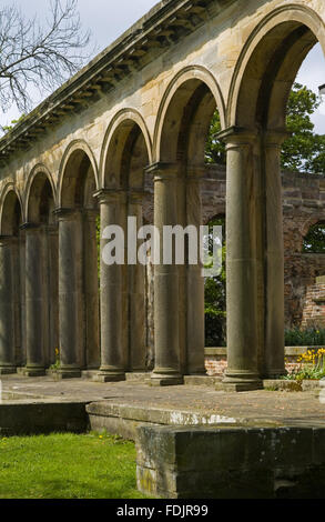 Die toskanischen Säulen der Orangerie, die im Jahre 1772 nach einem Entwurf begonnen wurde zugeschrieben James Paine, bei Gibside, Newcastle Upon Tyne. George Bowes erbte das Anwesen im Jahre 1722 und gestalteten das Gelände und Gebäude nahe Gibside Hall erstellt. Stockfoto