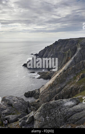 Der Teufel Rutsche, eine natürlichen Ebene im Granit, auf der Nord-Westseite der Lundy. Die Insel ist 18 Kilometer vor der Küste von North Devon befindet sich im Besitz des National Trust, aber finanziert, verwaltet und gepflegt vom Landmark Trust. Stockfoto