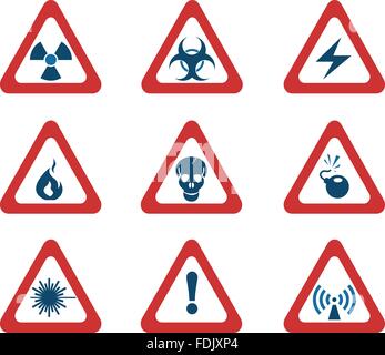 Reihe von dreieckigen Warnzeichen Hazard Stock Vektor