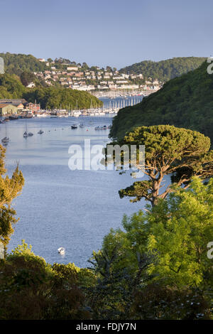 Blick auf die Dart-Mündung flussabwärts von Greenway, Devon, die das Ferienhaus der Krimiautorin Agatha Christie war. Stockfoto