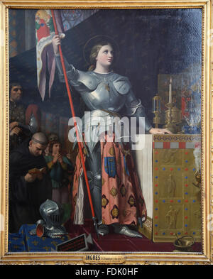 Jeanne d ' Arc bei der Krönung von Karl VII., 1854. Von Jean Auguste Dominique Ingres (1780-1867). Neoklassizismus. Louvre-Museum. Stockfoto