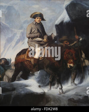Napoleon Bonaparte (1769-1821). Bonaparte, die Überquerung der Alpen, 1850. Von Paul Delaroche (1797-1856). Louvre-Museum. Stockfoto