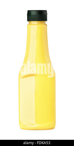 Käse-Sauce in einer Flasche auf weißem Hintergrund Stockfoto