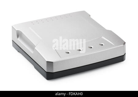 ADSL-Modem auf weißem Hintergrund Stockfoto