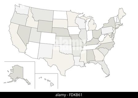 Stilisierte Vektorkarte von den Vereinigten Staaten. Jeder Staat kann individuell gewählt werden Stock Vektor