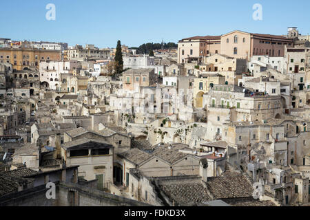 Blick über den Sasso Barisano, Matera, Basilikata, Italien Stockfoto