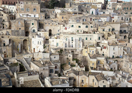 Blick über den Sasso Barisano, Matera, Basilikata, Italien Stockfoto