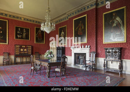 Der Salon in der Oxburgh Hall, Norfolk. Stockfoto