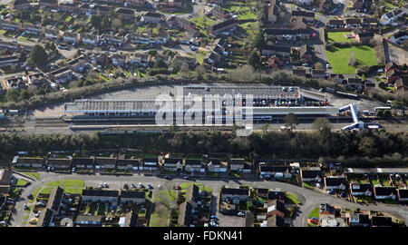 Luftaufnahme der Stadt Bahnhof Bicester, Oxfordshire, Vereinigtes Königreich Stockfoto