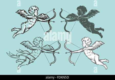 Legen Sie auf klassische Engel oder Amoretten. Vektor-illustration Stock Vektor