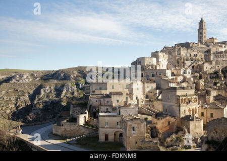 Blick über die Stadt vom Kloster Saint Agostino, Matera, Basilikata, Italien Stockfoto