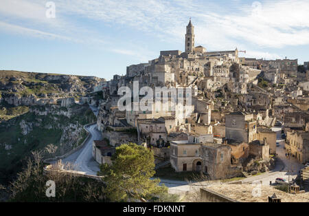 Blick über die Stadt vom Kloster Saint Agostino, Matera, Basilikata, Italien Stockfoto