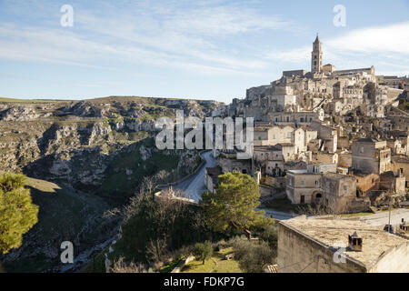 Blick über die Stadt vom Kloster Saint Agostino, Matera, Basilikata, Italien Stockfoto