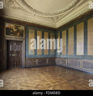 Die Königin Vorkammer Ham House, Surrey, vor der Nordwestecke zeigt die Wandbehänge ohne Möbel. Stockfoto