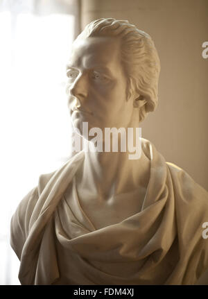 Weisse Marmorbüste von The Rt Hon. William Pitt der jüngere MP (1759-1806) durch das Atelier von Joseph Nollekens (1737-1823), Felbrigg Hall, Norfolk. NT Inventarnummer: 1401969 Stockfoto