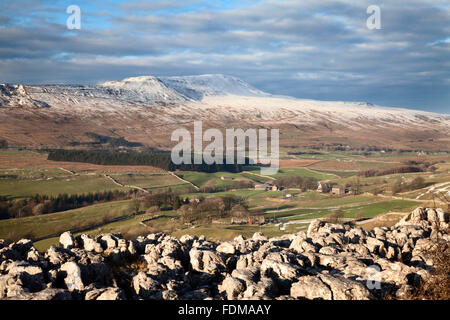 Whernside im Winter von Southerscales Kapelle le Dale Yorkshire Dales England Stockfoto