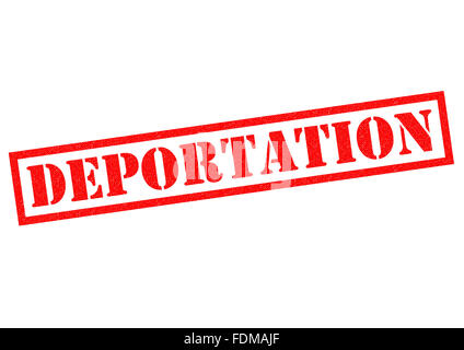 DEPORTATION roten Stempel auf einem weißen Hintergrund. Stockfoto