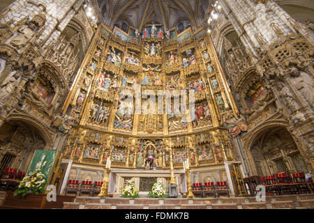 Altar Capilla Mayor von der Cathedral of Saint Mary von Toledo Bau begann in der XIII Stockfoto