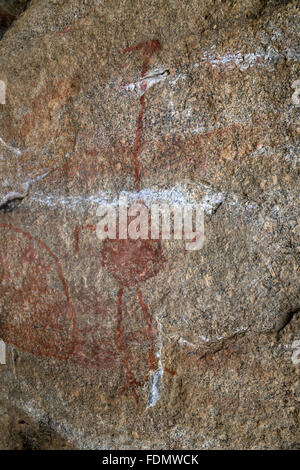 Detail der Höhlenmalerei der wilden und geometrischen Tradition in Lajedo Manoel de Souza - APA Cariri Stockfoto