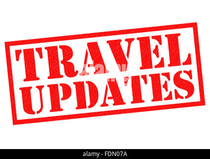 TRAVEL-UPDATES roten Stempel auf einem weißen Hintergrund. Stockfoto